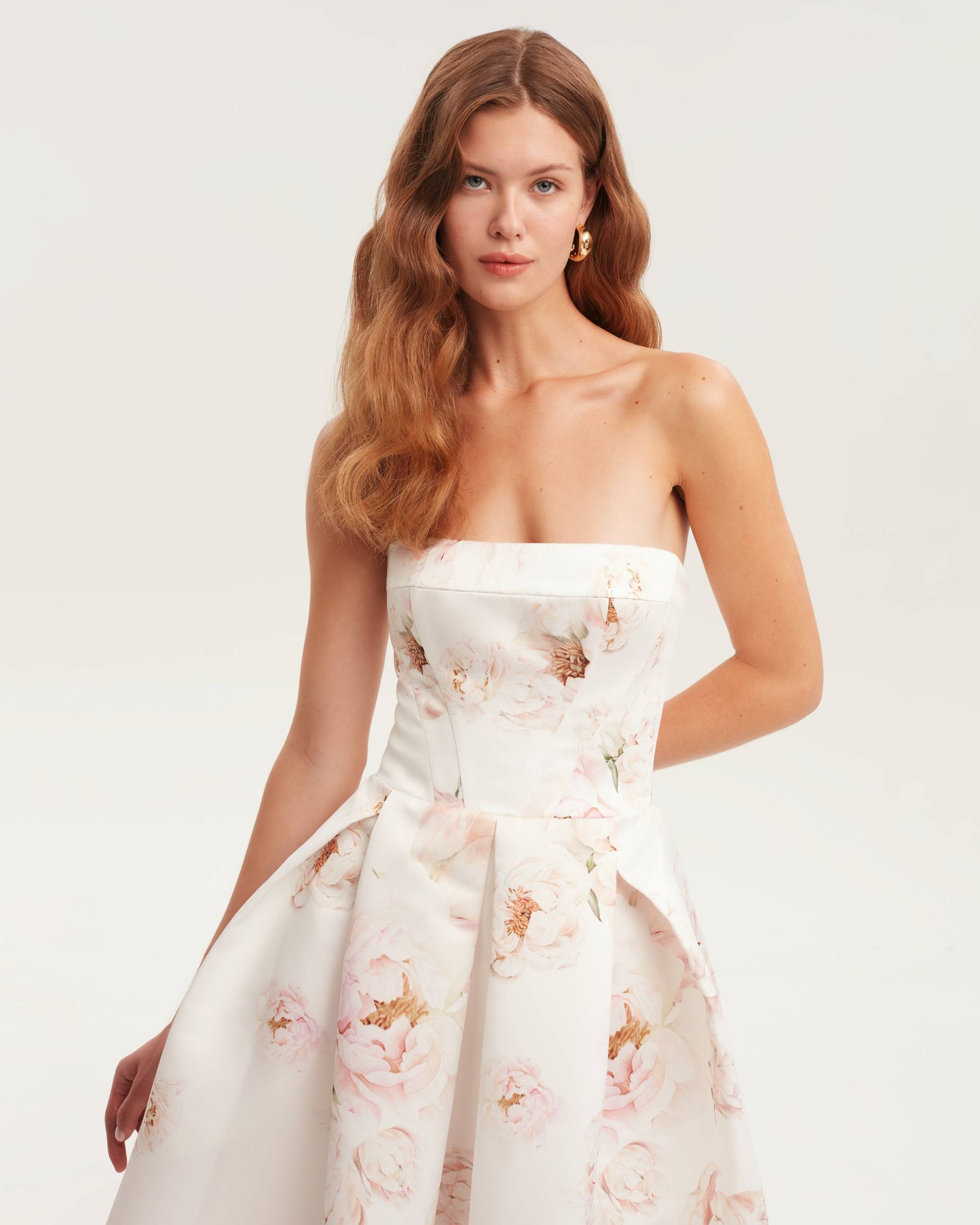 Pink peony corset midi dress, Garden of Eden - White - XXL - Milla - Midi dresses Pink peony corset midi dress, Garden of Eden - White - XXL - Milla - Midi dresses von Milla
