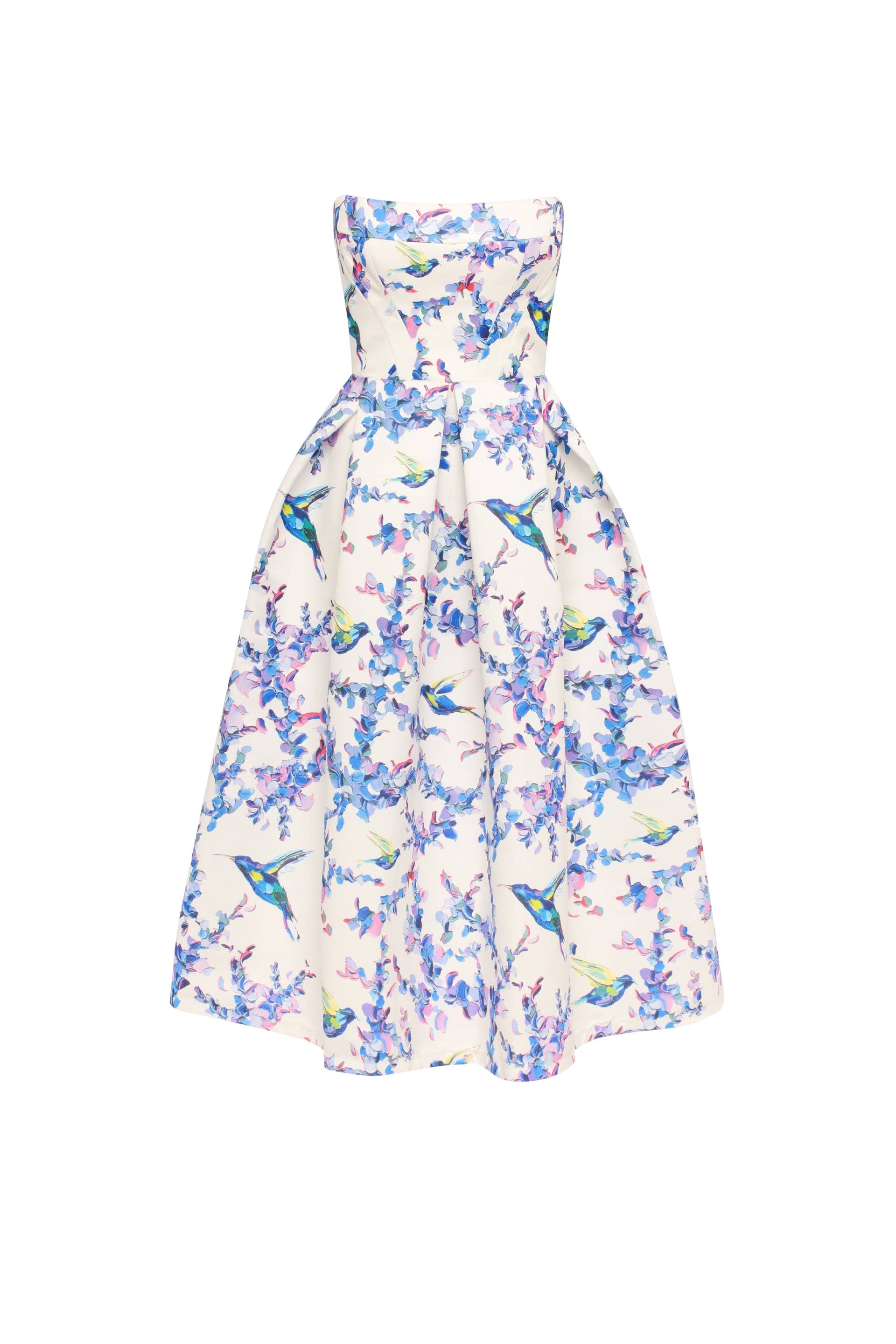 Strapless midi dress with bird and flower print, Garden of Eden - Multi color - L - Milla - Midi dresses Strapless midi dress with bird and flower print, Garden of Eden - Multi color - L - Milla - Midi dresses von Milla