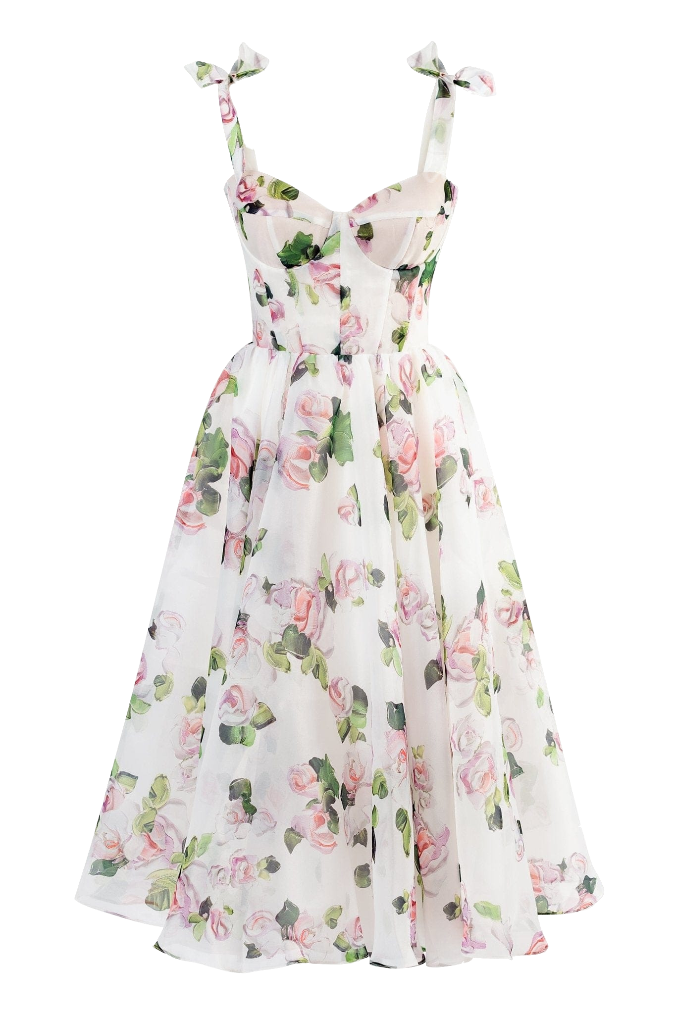 Tender floral midi tie-strap dress - Multi color - XS - Milla - Midi dresses Tender floral midi tie-strap dress - Multi color - XS - Milla - Midi dresses von Milla