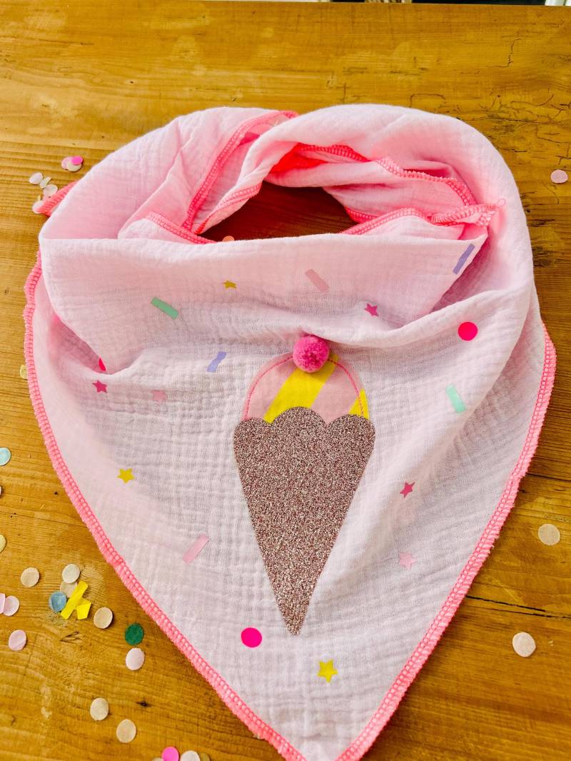 Kinder Halstuch Musselin, Musselintuch Musselinschal Tuch Eis, Geschenk, Konfetti, Glitzer, Musselin Flieder, Frühling Ostern von MillaLouise