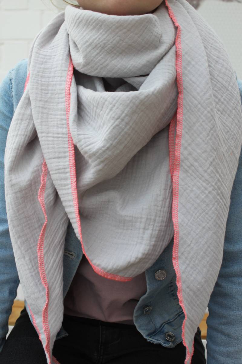 Musselintuch, Musselinschal, Halstuch Musselin, Windelstoff, Musselin Grau, Dreieckstuch Musselin, Musselintuch Grau, Baumwollmuselin, Sommer von MillaLouise