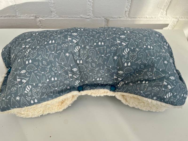 Sofort Verfügbar, Süßer Kinderwagenmuff Muff Kinderwagen Blau Waldtiere Buggy Winter Geschenk Geburt Fuchs von MillaLouise