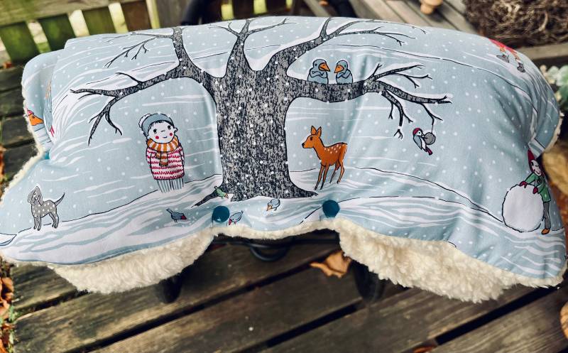 Süßer Kinderwagenmuff Muff Kinderwagen Blau Susalabim Buggy Winter Geschenk Geburt Schnee Weihnachten von MillaLouise