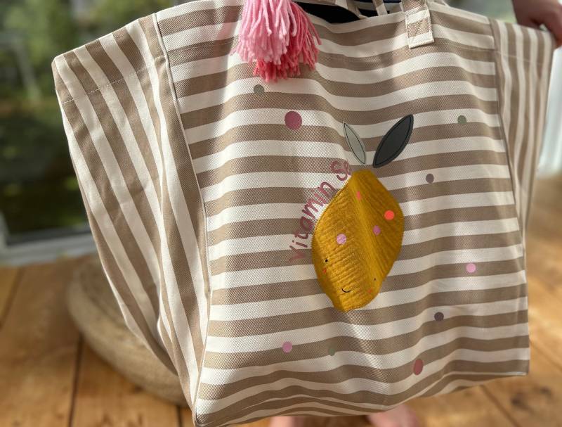 xl Badetasche, Tasche Stofftasche Strandtasche Einkaufstasche Große Badetasche Zitrone Canvastasche, Vitamin Sea Tasche, Badeurlaub von MillaLouise