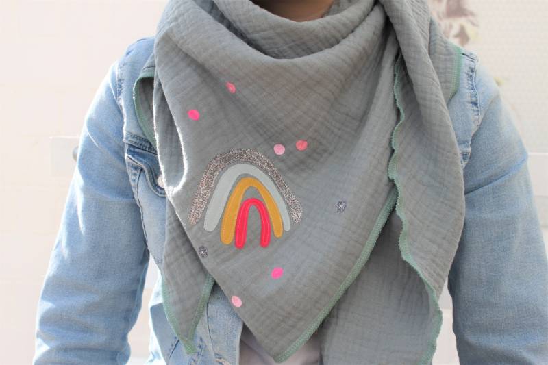 xxl Halstuch Musselin, Musselintuch, Musselinschal, Tuch Regenbogen, Regenbogentuch, Konfetti, Glitzer, Musselin Mint, Grün, Musselinhalstuch von MillaLouise