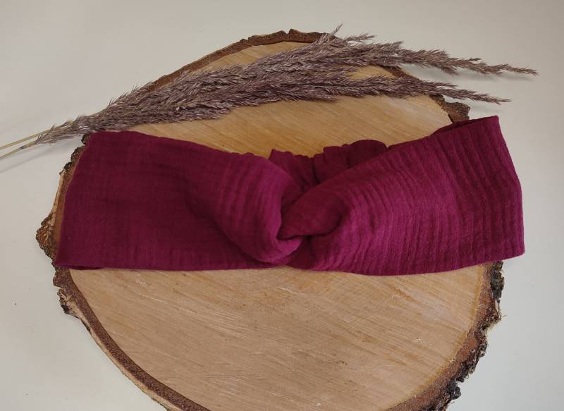 Musselin Haarband Weinrot von MillasNaehzauberei