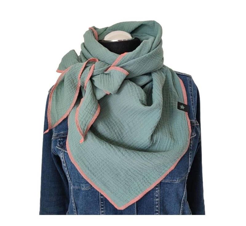 Musselintuch Eukalyptus Grün Kuscheltuch Geschenkidee Dreieckstuch Musselin Schal Damen Baumwolltuch Geschenk Musselinschal von MillasNaehzauberei