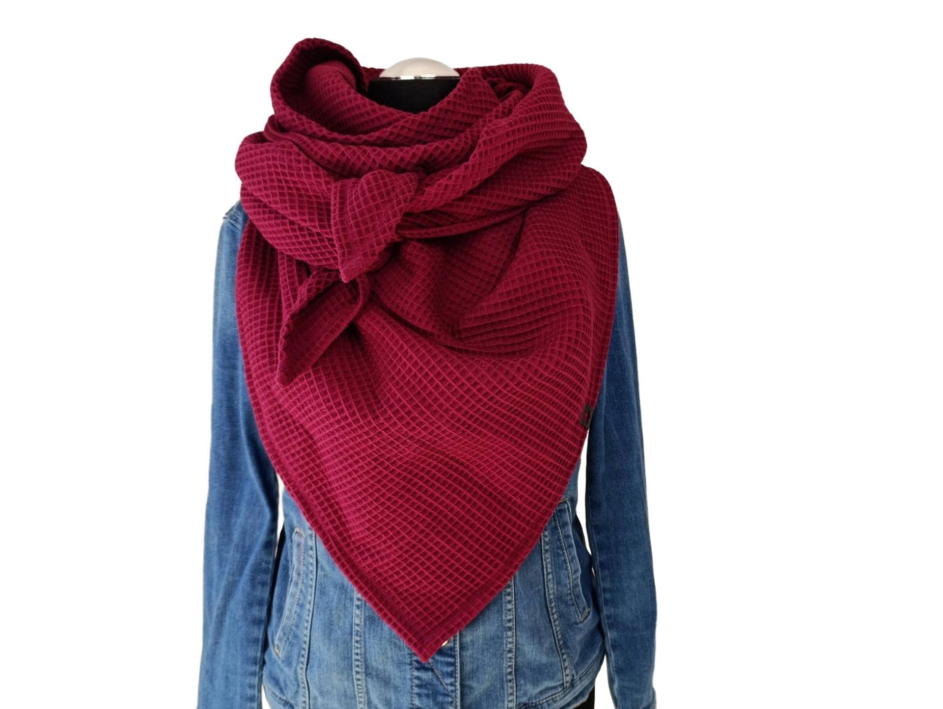 Waffelpiquetuch Waffel Musselintuch Beere Xxl Dreieckstuch Baumwolle | Halstuch Damen Handgemachtes Kuscheltuch von MillasNaehzauberei