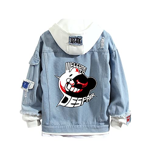 Danganronpa Jeansjacke Monokuma Cosplay Kapuzen-Denim-Hoodie Anime Zerrissene Jeans Mantel Kostüm für Männer Frauen Danganronpa Jeansjacke Monokuma Cosplay Kapuzen-Denim-Hoodie Anime Zerrissene Jeans Mantel Kostüm für Männer Frauen von Millay