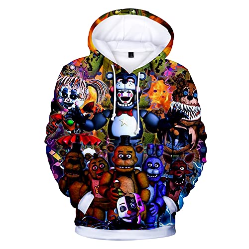 Millay FNAF Hoodies 3D gedruckt Spiel Langarm-Pullover mit Kapuze für Erwachsene/Jugendliche, L von Millay