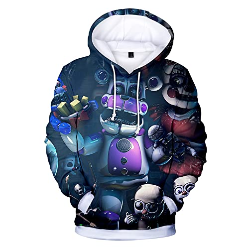 Millay FNAF Hoodies 3D gedruckt Spiel Langarm-Pullover mit Kapuze für Erwachsene/Jugendliche von Millay