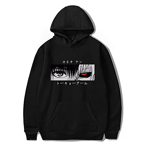 Millay Tokyo Ghoul Hoodie Ken Kaneki Eye Graphics Langarm-Pullover für Unisex, Schwarz, L von Millay