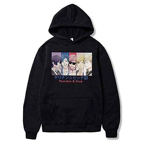 Millay Yarichin B Club Hoodie Yuri Tamura Anime Grafik Bedruckte Pullover Sweatshirts Männer Frauen Hip Hop Streetwear, D-black, S von Millay