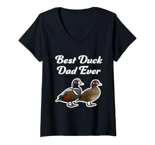 Damen Best Duck Dad Ever – Harlekin-Enten T-Shirt mit V-Ausschnitt von Miller Sye