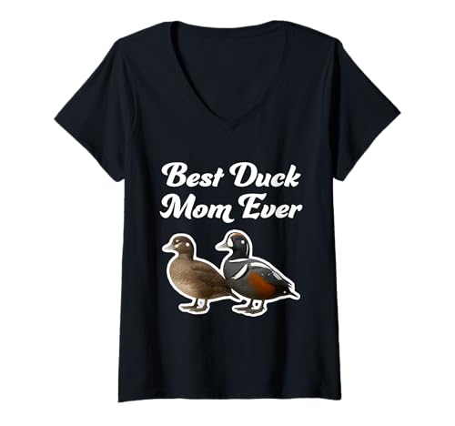 Damen Best Duck Mom Ever – Harlekin-Enten T-Shirt mit V-Ausschnitt von Miller Sye