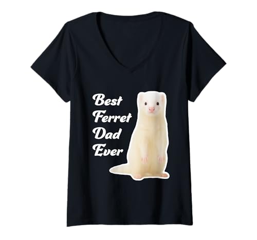 Damen Best Frettchen Dad Ever – Weißes Frettchen T-Shirt mit V-Ausschnitt von Miller Sye