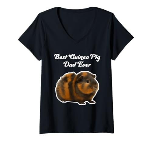 Damen Best Guinea Pig Dad Ever - Abessinian Guinea Pigs T-Shirt mit V-Ausschnitt von Miller Sye