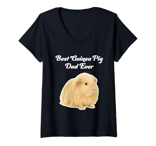 Damen Best Guinea Pig Dad Ever - Peruanische Meerschweinchen T-Shirt mit V-Ausschnitt von Miller Sye