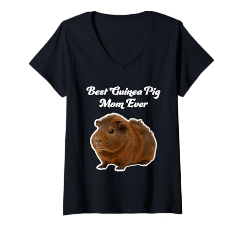 Damen Best Guinea Pig Mom Ever - Abessinian Guinea Pigs T-Shirt mit V-Ausschnitt von Miller Sye