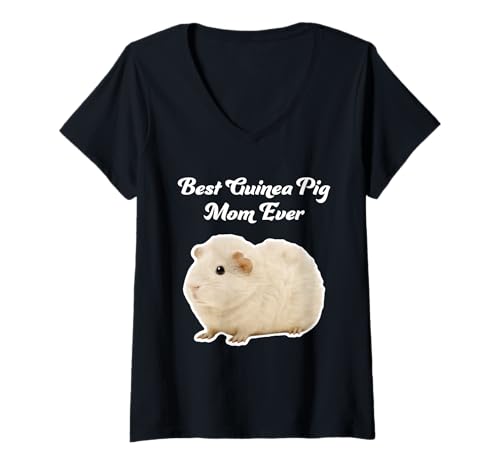 Damen Best Guinea Pig Mom Ever - Abessinian Guinea Pigs T-Shirt mit V-Ausschnitt von Miller Sye