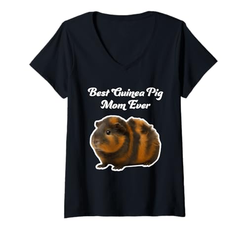Damen Best Guinea Pig Mom Ever - Abessinian Guinea Pigs T-Shirt mit V-Ausschnitt von Miller Sye
