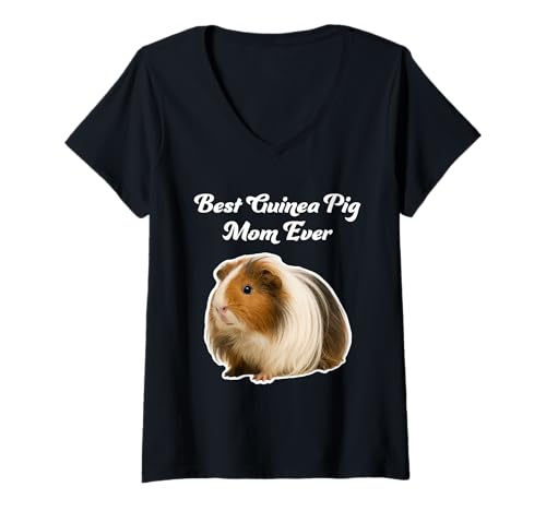 Damen Best Guinea Pig Mom Ever - Peruanische Meerschweinchen T-Shirt mit V-Ausschnitt von Miller Sye