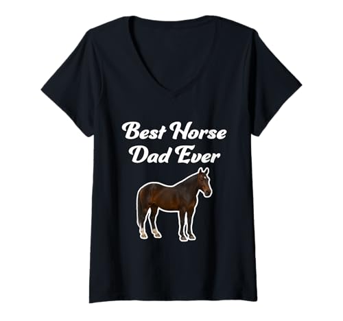Damen Best Horse Dad Ever - Pferde T-Shirt mit V-Ausschnitt von Miller Sye