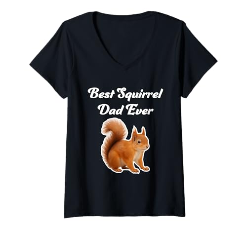 Damen Best Squirrel Dad Ever - Rote Eichhörnchen T-Shirt mit V-Ausschnitt von Miller Sye