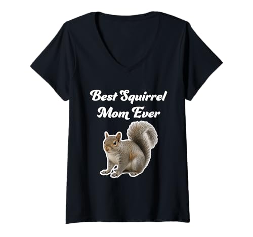 Damen Best Squirrel Mom Ever - Eastern Grey Squirrels T-Shirt mit V-Ausschnitt von Miller Sye