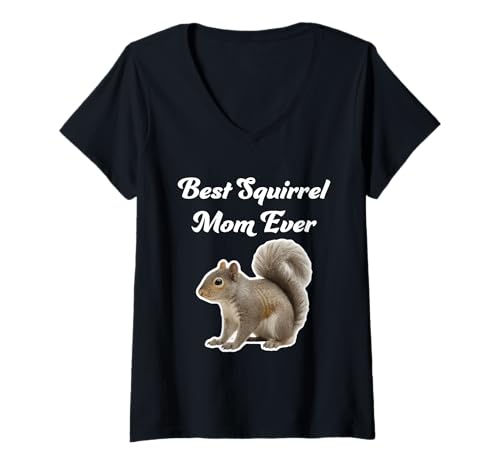 Damen Best Squirrel Mom Ever - Eastern Grey Squirrels T-Shirt mit V-Ausschnitt von Miller Sye