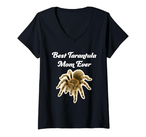 Damen Best Tarantula Mom Ever - Lockiges Haar Taranteln T-Shirt mit V-Ausschnitt von Miller Sye