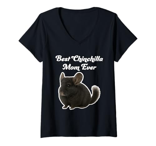 Damen Beste Chinchilla-Mutter Aller Zeiten - Schwarze Chinchilla T-Shirt mit V-Ausschnitt von Miller Sye
