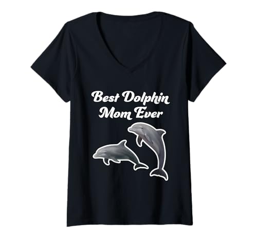Damen Beste Delfin-Mama Aller Zeiten T-Shirt mit V-Ausschnitt von Miller Sye