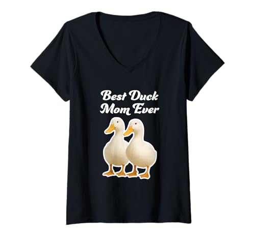 Damen Beste Entenmutter Aller Zeiten - Pekin Ducks T-Shirt mit V-Ausschnitt von Miller Sye