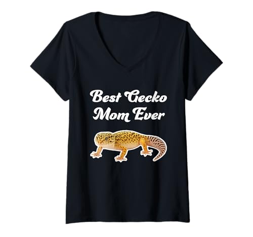 Damen Beste Gecko-Mama Aller Zeiten - Leopardgeckos T-Shirt mit V-Ausschnitt von Miller Sye