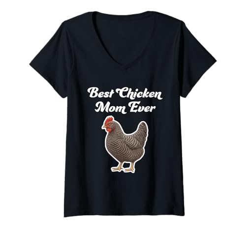 Damen Beste Hühnermutter Aller Zeiten - Plymouth Rock Chicken T-Shirt mit V-Ausschnitt von Miller Sye