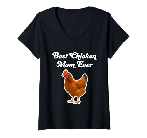 Damen Beste Hühnermutter Aller Zeiten - Rhode Island Red Chicken T-Shirt mit V-Ausschnitt von Miller Sye