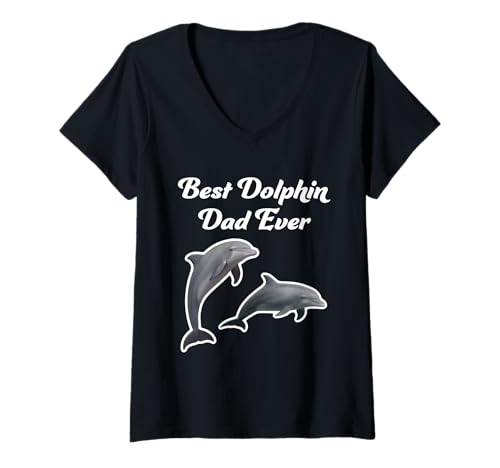 Damen Der Beste Delfin-Vater Aller Zeiten T-Shirt mit V-Ausschnitt von Miller Sye