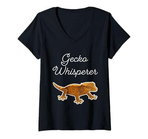 Damen Gecko Whisperer - Haubengecko T-Shirt mit V-Ausschnitt von Miller Sye