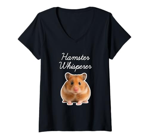 Damen Hamsterflüsterer T-Shirt mit V-Ausschnitt von Miller Sye