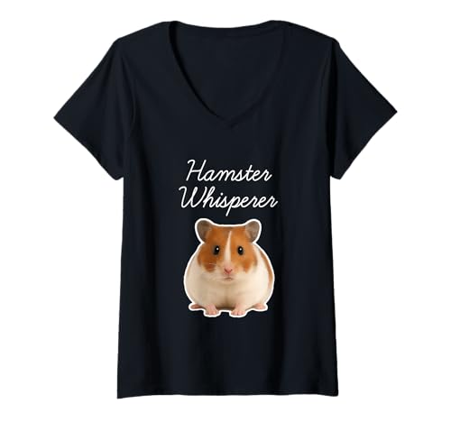 Damen Hamsterflüsterer T-Shirt mit V-Ausschnitt von Miller Sye