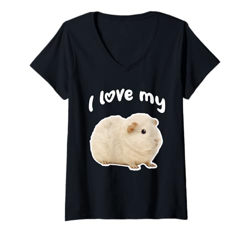 Damen I Love My Abessinian Guinea Pig T-Shirt mit V-Ausschnitt von Miller Sye
