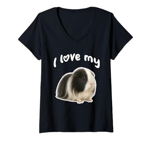 Damen I Love My Peruanisches Meerschweinchen T-Shirt mit V-Ausschnitt von Miller Sye