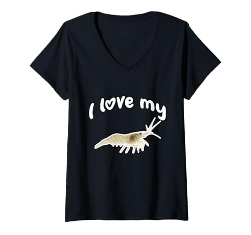 Damen Ich Liebe Meine Geistergarnelen T-Shirt mit V-Ausschnitt von Miller Sye