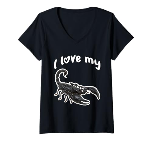Damen Ich Liebe Meinen Skorpion T-Shirt mit V-Ausschnitt von Miller Sye