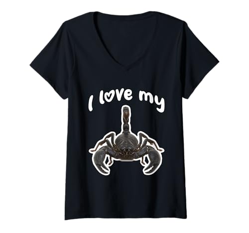 Damen Ich Liebe Meinen Skorpion T-Shirt mit V-Ausschnitt von Miller Sye