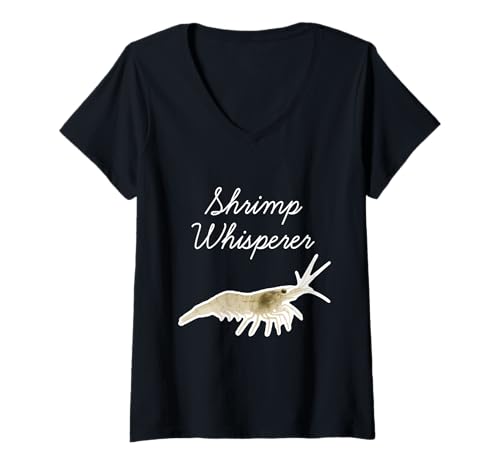 Damen Shrimp Whisperer - Ghost Shrimps T-Shirt mit V-Ausschnitt von Miller Sye