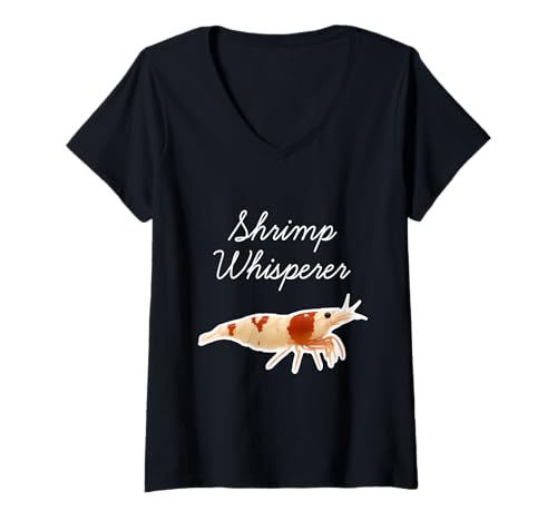 Damen Shrimp Whisperer - Kristallrote Garnelen T-Shirt mit V-Ausschnitt von Miller Sye