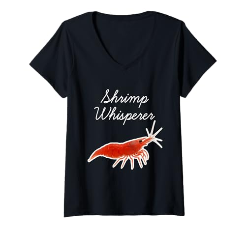 Damen Shrimp Whisperer - Rote Kirschgarnelen T-Shirt mit V-Ausschnitt von Miller Sye