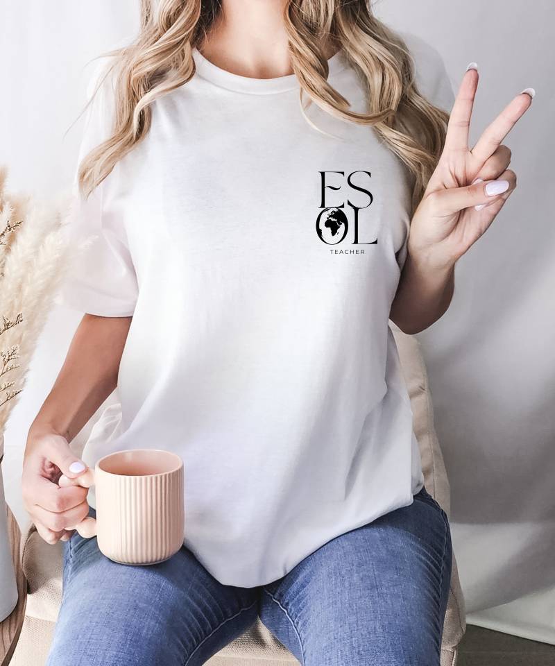 Esol Esl Multilingual Teacher Shirt Student World Languages Special Education Spanish English As A Second Gift Appreciation Bilingual Globe von MillerManufaktur